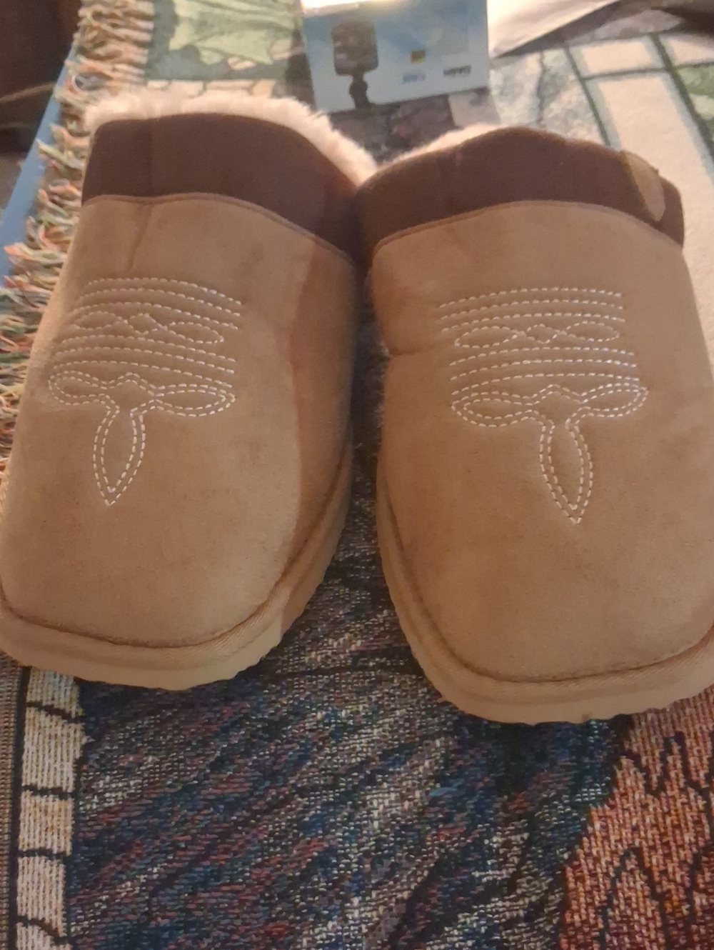 Men's Tan Suede Slip-On Shearling-Lined Loafers